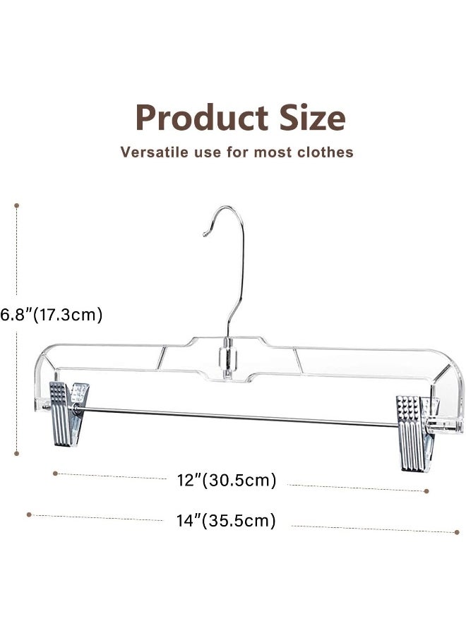 HOUSE DAY - HOUSE DAY Skirt Hangers Pants Hangers with Clips Clear Plastic Pants Hangers with 2-Adjustable Clips Non-Slip Pants Hangers Space Saving for Closet Clip Hangers for Pant, Skirts, Shorts, Pack of 50 - Image 1