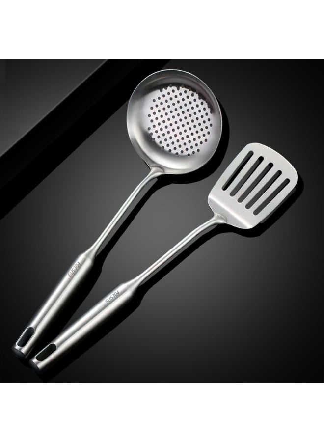 304 Long Handle Stainless Steel Pizza Shovel Household Kitchen Steak Shovel Pancake Fried Egg Leak Shovel Flat Pan Product-Color:304 German Technology  Collection Priority Delivery - Image 1