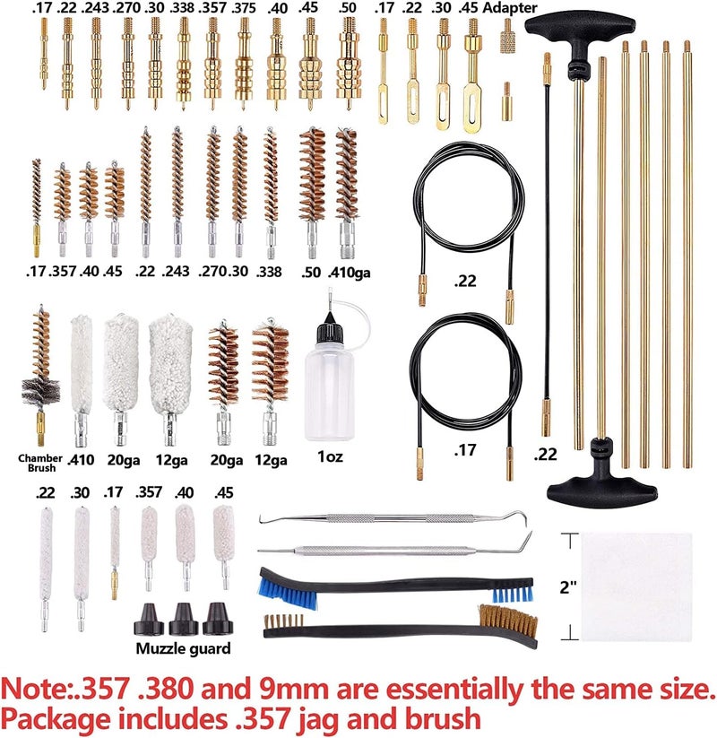 BOOSTEADY Gun Cleaning Kit Universal Gun Cleaning Kit Shotgun Pistol Cleaning Kit with Lightweight Organized Carrying Case Gun Cleaning Supplies Gun Cleaner Bottle Brass Jags and Tips - Image 2