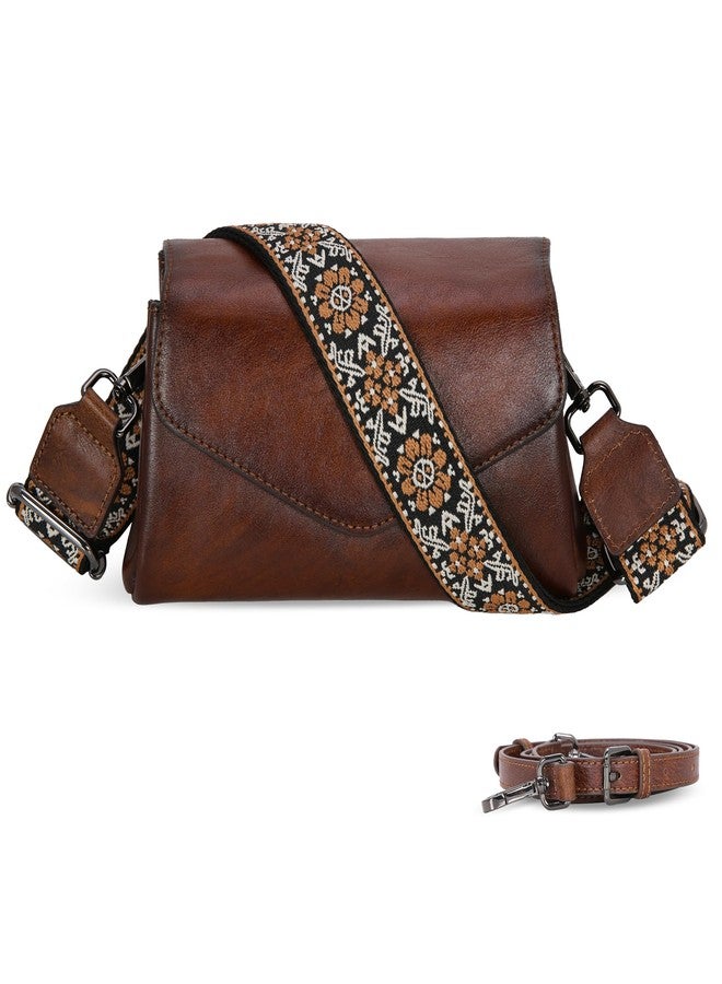 HESHE Leather Crossbody Bags for Women Shoulder Handbags Satchel Purses Lightweight Functional Bags with 2 Adjustable Strap (Coffee) - Image 1