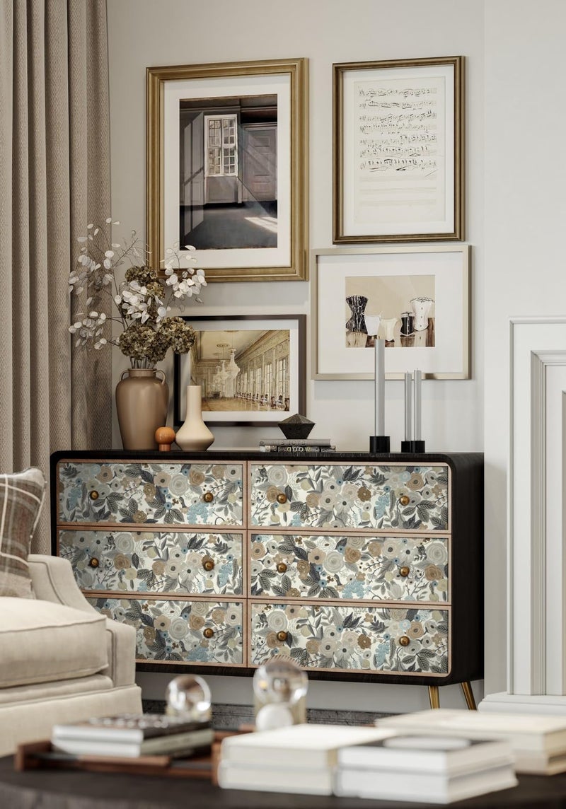 Ismoon 17.3''x78.7''Floral Peel and Stick Wallpaper Watercolor Vintage Contact Paper Removable Self-Adhesive Wallpaper Renovated Furniture for Cabinets Shelves Counter Tops Wall Decor Roll - Image 2