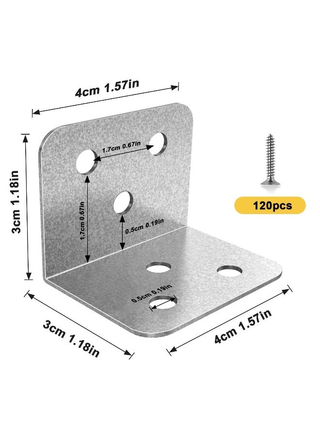 20 Pcs Metal Corner Braces, 1.5 in L Brackets for Wood (with Screws), 90° Wide Corner Patterned Metal Corner Bracket for Wood Furniture Bed Chair(Silver)  - Image 5