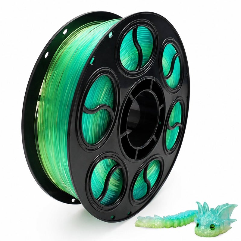 PLA Silk 3D Printer Filament 1KG, Transparent Gradient Crystal Finish, 1.75mm, 330m Spool, Compatible with Bambu Lab and Creality Printers