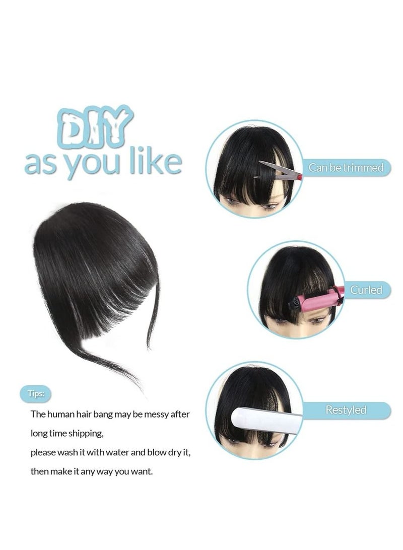 Estelle Hair Bangs Clip for Women Wispy Hair Bangs 10 A Human Hair Fashion clip in Hair Extension Dark Brown Flat Bangs With Temples - Image 5