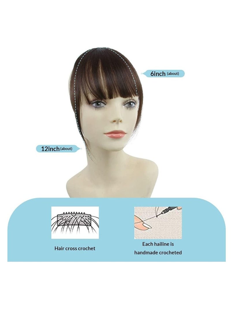 Estelle Hair Bangs Clip for Women Wispy Hair Bangs 10 A Human Hair Fashion clip in Hair Extension Dark Brown Flat Bangs With Temples - Image 2