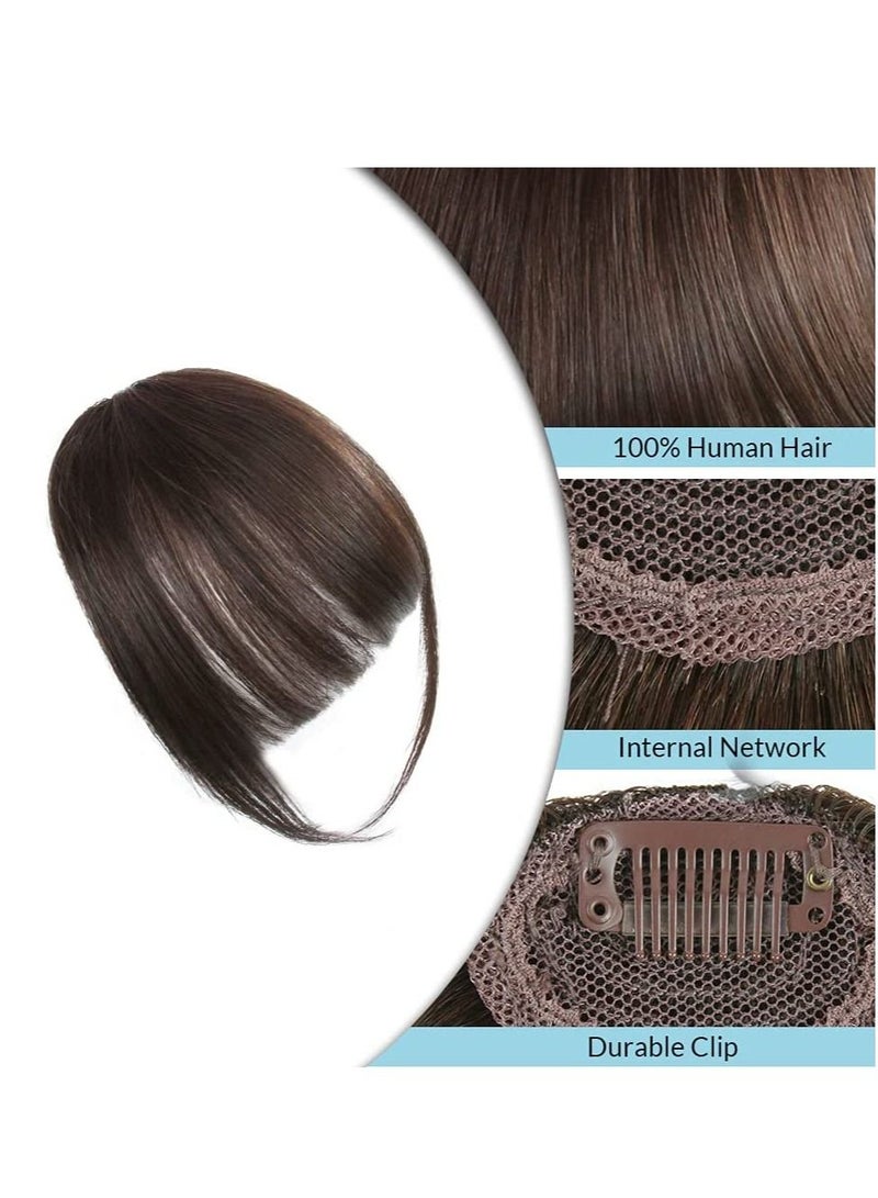 Estelle Hair Bangs Clip for Women Wispy Hair Bangs 10 A Human Hair Fashion clip in Hair Extension Dark Brown Flat Bangs With Temples - Image 4