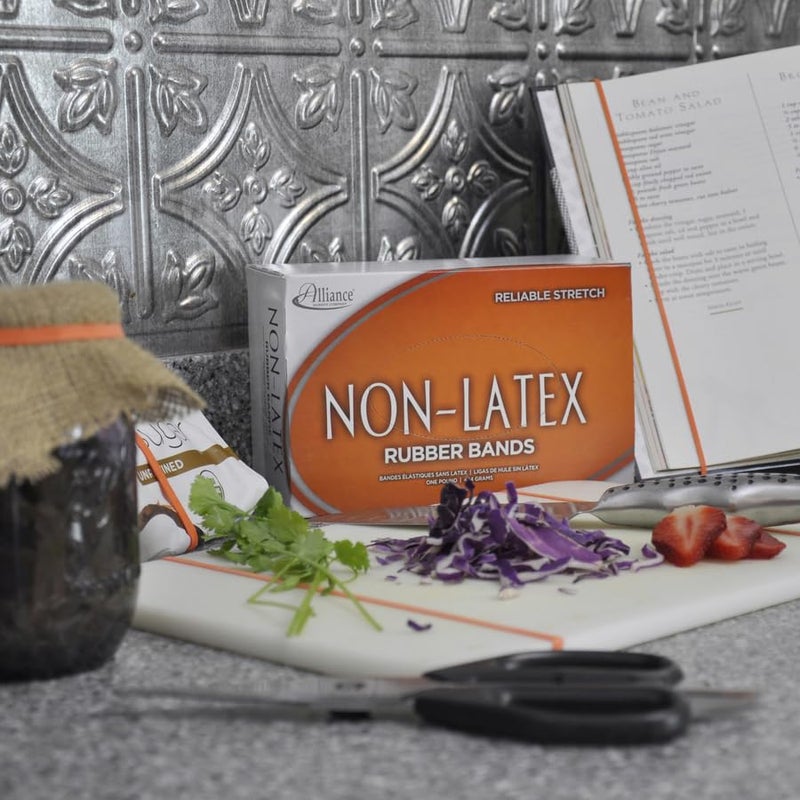 Alliance Rubber 37646#64 Non-Latex Rubber Bands, 1 lb Box Contains Approx. 380 Bands (3 1/2" x 1/4", Orange) - Image 2