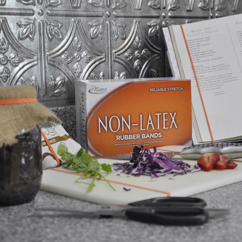 Alliance Rubber 37646#64 Non-Latex Rubber Bands, 1 lb Box Contains Approx. 380 Bands (3 1/2" x 1/4", Orange) - Image 3