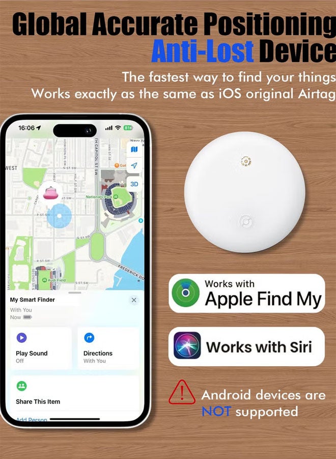 سوبر زي يوث جهاز تتبع ذكي للعثور على العناصر لأجهزة Apple Find My (iOS فقط)، جهاز تحديد موقع المفاتيح بحجم صغير جدًا للأمتعة والمحفظة والدراجات والمزيد، مقاوم للماء IPX6 يعمل مثل Apple Airtag (أسود - عبوة من قطعة واحدة) - Image 2