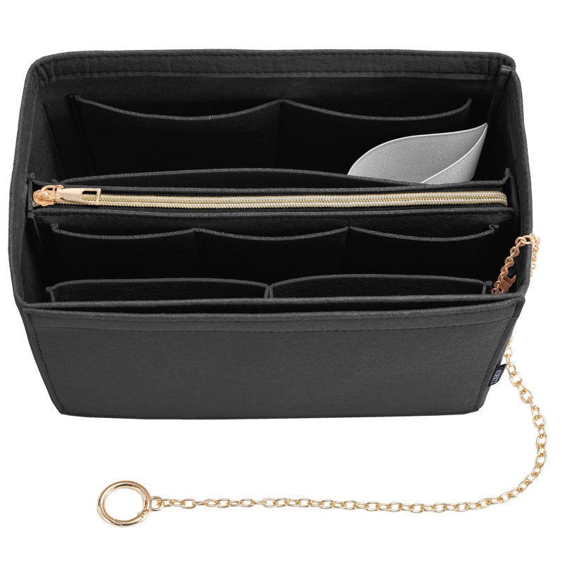 ATSEKTZ Purse Organizer Insert Handbag Organizer with Zipper Tote Shaper with Cup Holder Keychain Compatible with LV Neverfull MK COACH Longchamp Kate Spade BlackLg - Image 2