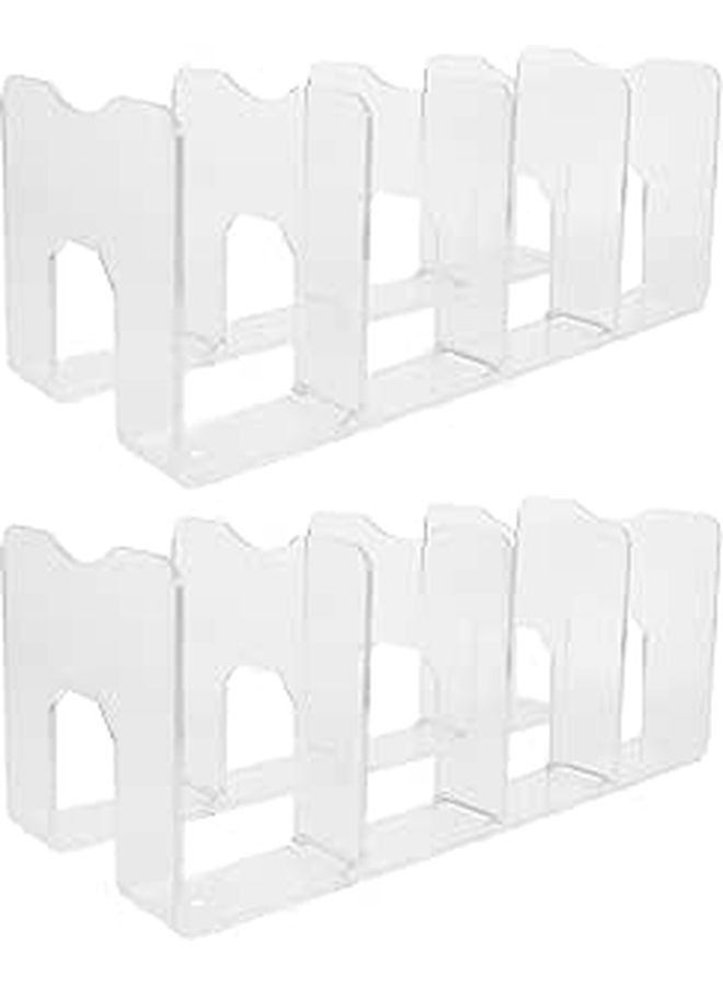 2 Grid Acrylic Bookends Desktop Organizer For Books Office Desk Storage - Image 1
