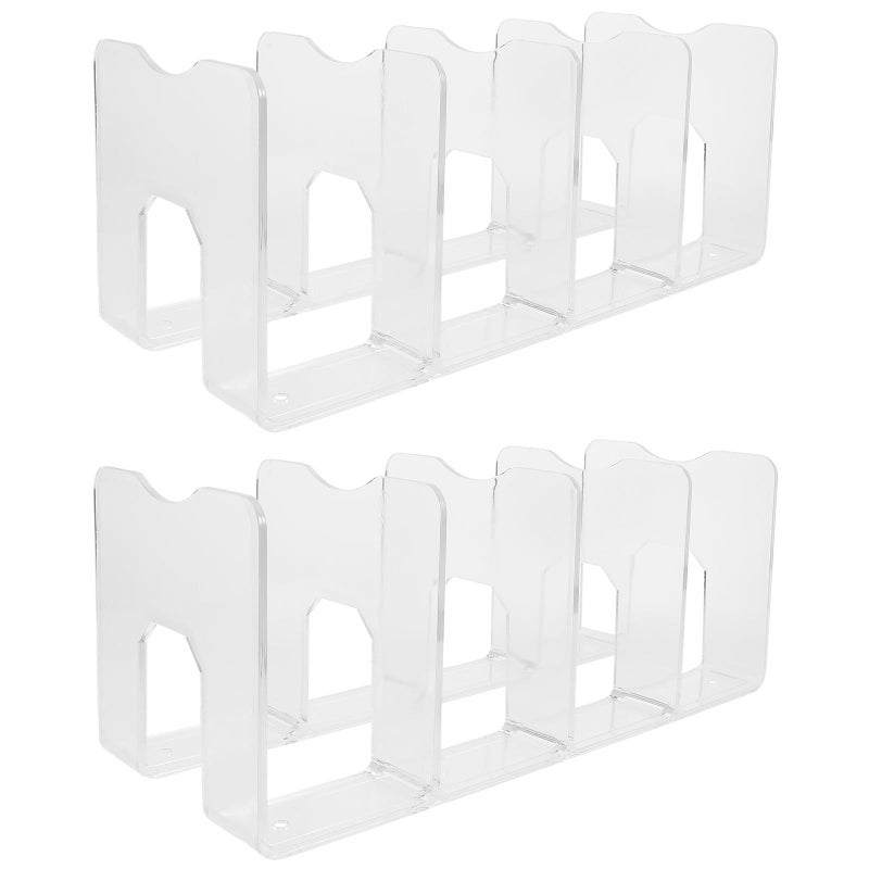 2 Grid Acrylic Bookends Desktop Organizer For Books Office Desk Storage - Image 2