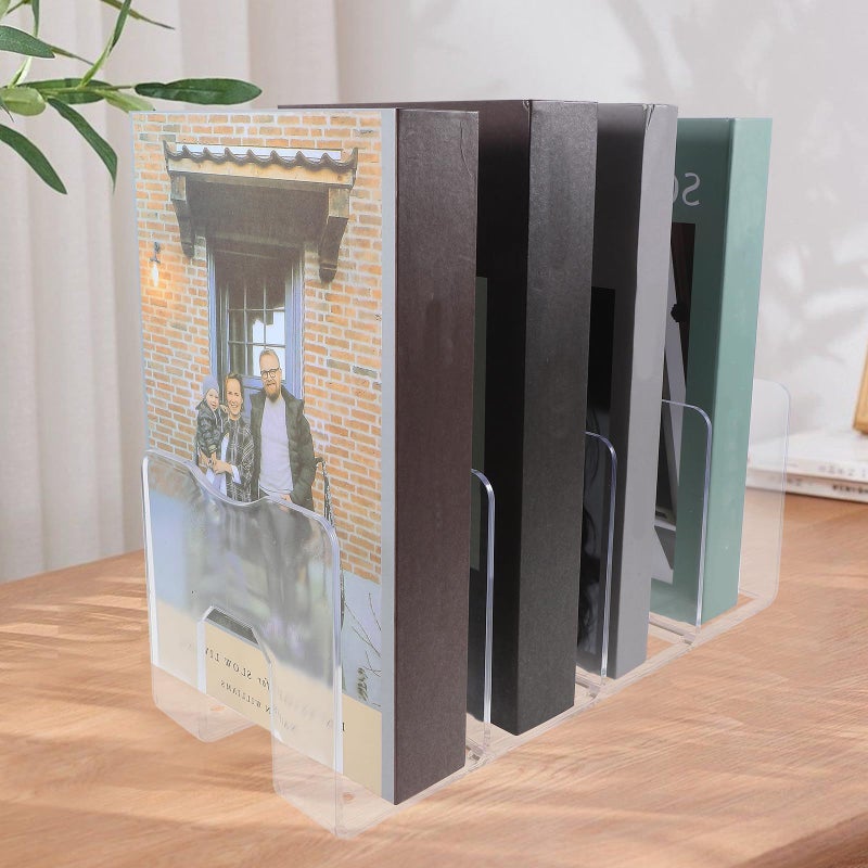2 Grid Acrylic Bookends Desktop Organizer For Books Office Desk Storage - Image 5