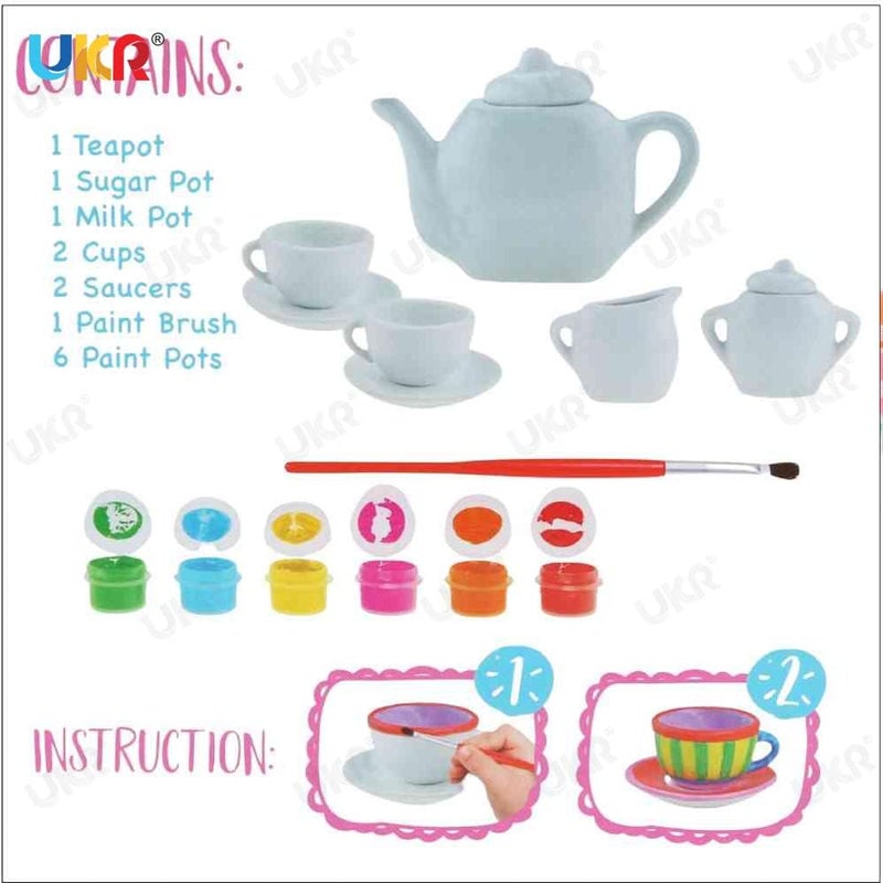 UKR Tea Set DIY | Ceramic Kitchen Toy | Paint Coloring Art Toy - Image 3