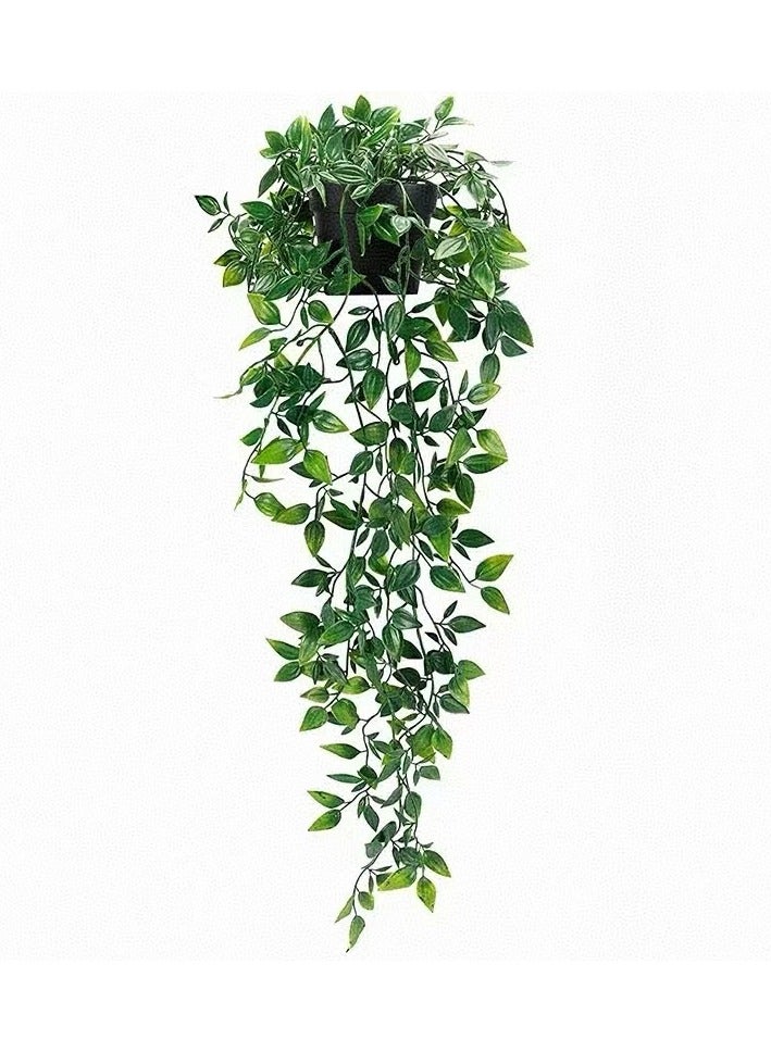 DELGREEN Artificial Hanging Mandala Vine Plant in Pot with Realistic Faux Leaves Eco-Friendly Fake Hanging Plant with Pot Decor for Home and Office Indoor and Outdoor Garden Shelf - Image 1