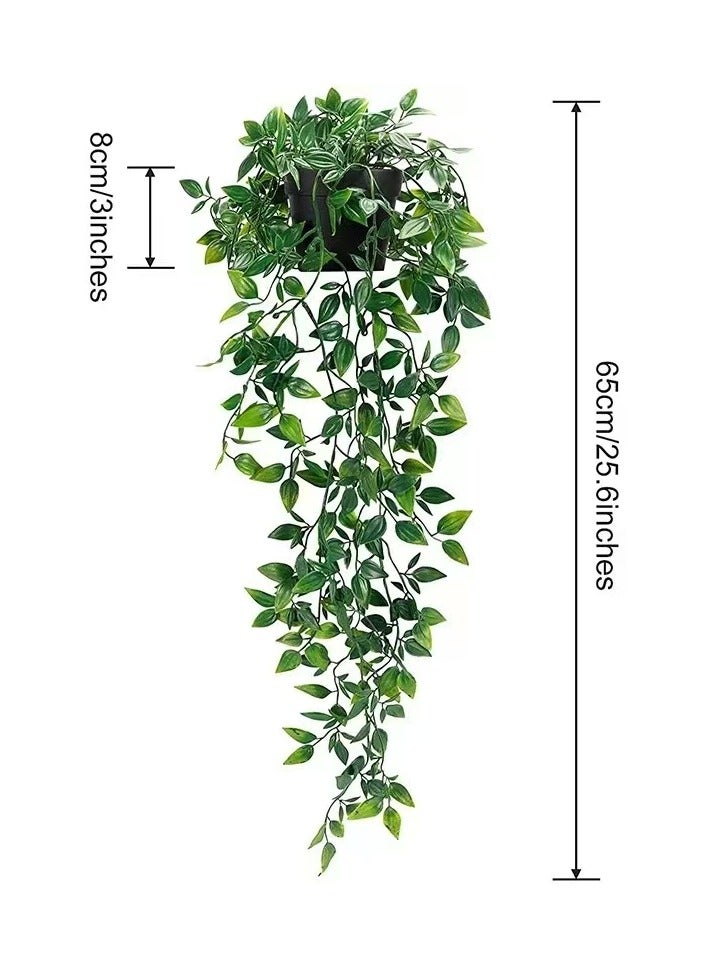 DELGREEN Artificial Hanging Mandala Vine Plant in Pot with Realistic Faux Leaves Eco-Friendly Fake Hanging Plant with Pot Decor for Home and Office Indoor and Outdoor Garden Shelf - Image 3