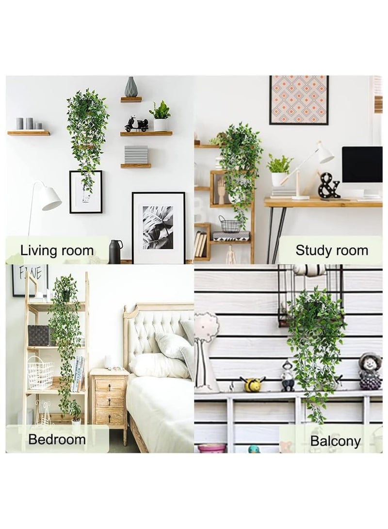DELGREEN Artificial Hanging Mandala Vine Plant in Pot with Realistic Faux Leaves Eco-Friendly Fake Hanging Plant with Pot Decor for Home and Office Indoor and Outdoor Garden Shelf - Image 4