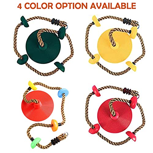 REZNOR Platforms Disc Tree Swing Seat and Climbing Knot Rope with Carabiner Hook for Kids Outdoor Playground Set (Red-with Disc) - Image 5
