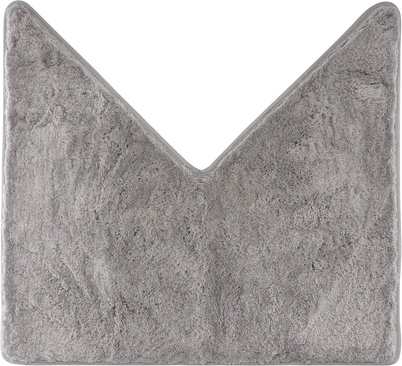 FLUFFY Bath Mat for Corner Showers, Made of Microfiber, with Non-Slip Bottom (V-Shape | Inner Dimensions 18 x 18 inch, Gray) - Image 1