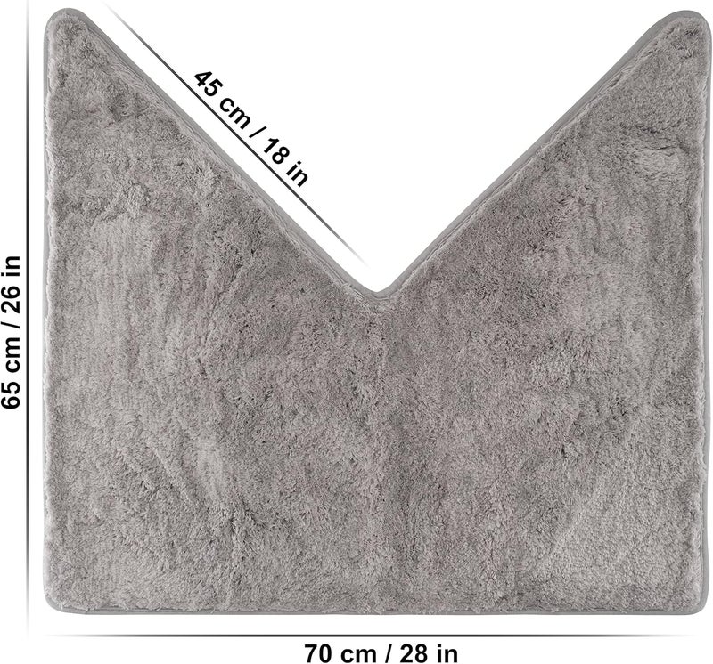 FLUFFY Bath Mat for Corner Showers, Made of Microfiber, with Non-Slip Bottom (V-Shape | Inner Dimensions 18 x 18 inch, Gray) - Image 3