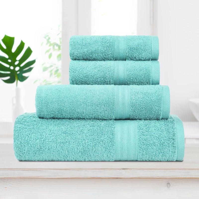 MYTRIDENT Celebration Towels for Bath Large Size, 4 PC Towel Set, 1 Bath, 1 Small Bath, 2 Hand, Mist Green - Image 3