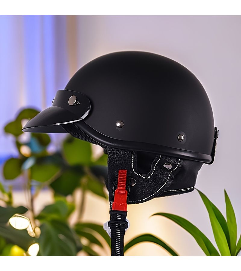 Matte Black XL Retro Motorcycle Half Helmet Summer for Men Women - Image 5
