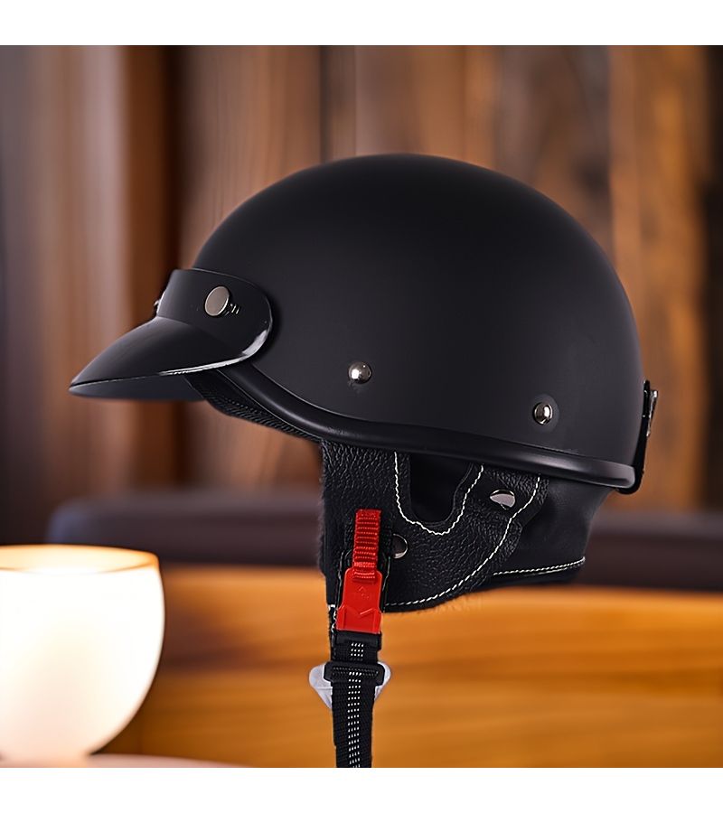 Matte Black XL Retro Motorcycle Half Helmet Summer for Men Women - Image 4