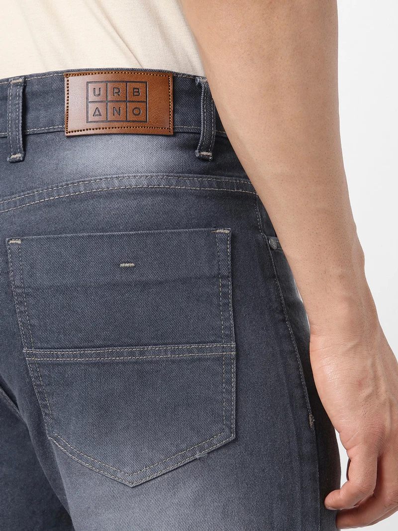 Urbano Fashion  Urbano Fashion Men's Grey Straight Fit Washed Jeans Stretchable for Men | Best Price UAE
