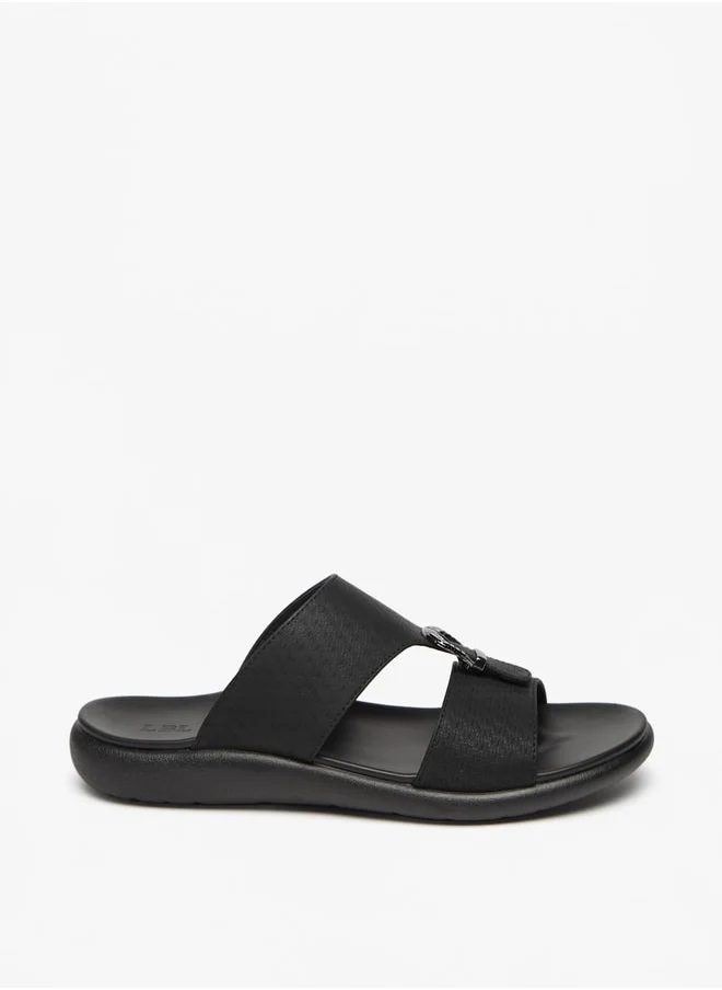 ال بي ال من شو اكسبرس Men's Textured Slip-On Sandal with Buckle Detail