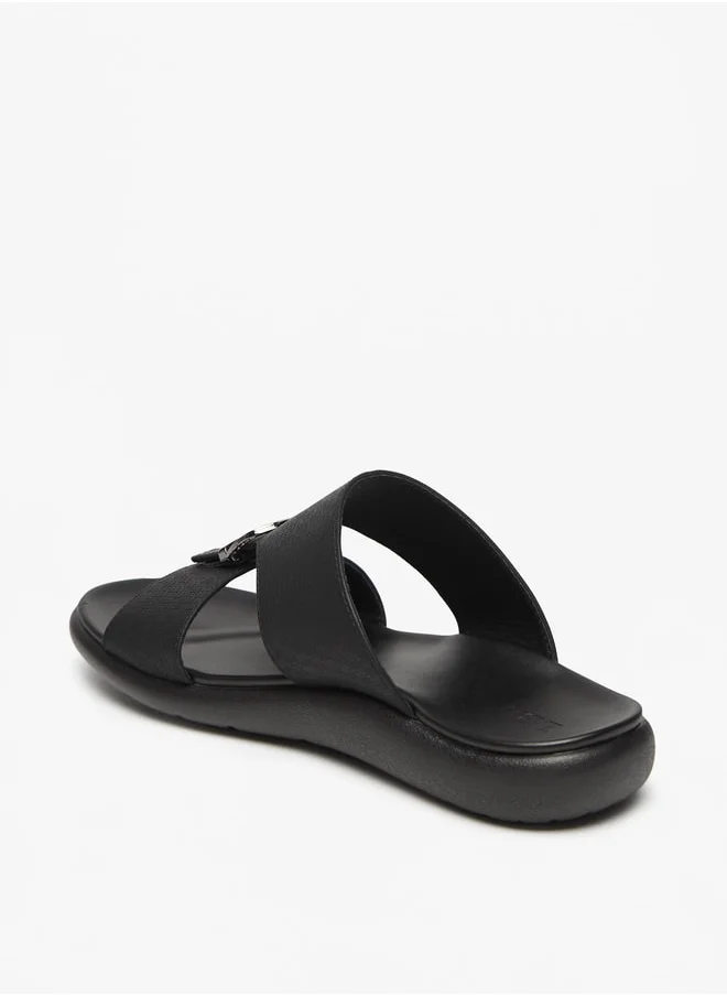 ال بي ال من شو اكسبرس Men's Textured Slip-On Sandal with Buckle Detail