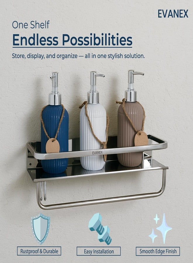 EVANEX Multipurpose Wall Shelf | 15x5 Inch 304 Stainless Steel Wall-Mounted Bathroom Storage Organizer Rack | Rustproof Bathroom Storage Shelf for Toiletries, Towels & Bathroom Accessories - Image 2