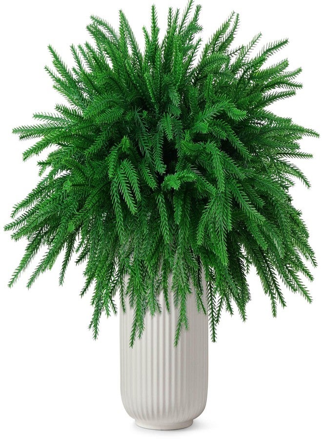 Flasoo 20 Pcs Artificial Christmas Norfolk Pine Stems, 18" Real Touch Norfolk Pine Branches, Greenery Stems for Christmas Home Decorations - Image 1