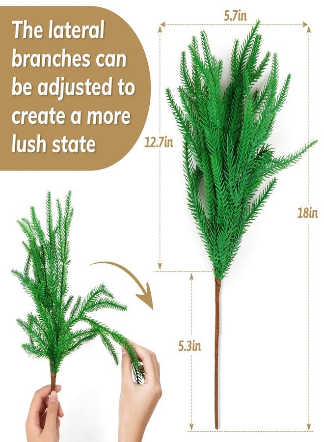Flasoo 20 Pcs Artificial Christmas Norfolk Pine Stems, 18" Real Touch Norfolk Pine Branches, Greenery Stems for Christmas Home Decorations - Image 3