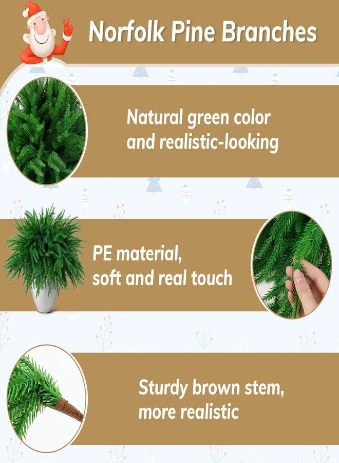 Flasoo 20 Pcs Artificial Christmas Norfolk Pine Stems, 18" Real Touch Norfolk Pine Branches, Greenery Stems for Christmas Home Decorations - Image 4