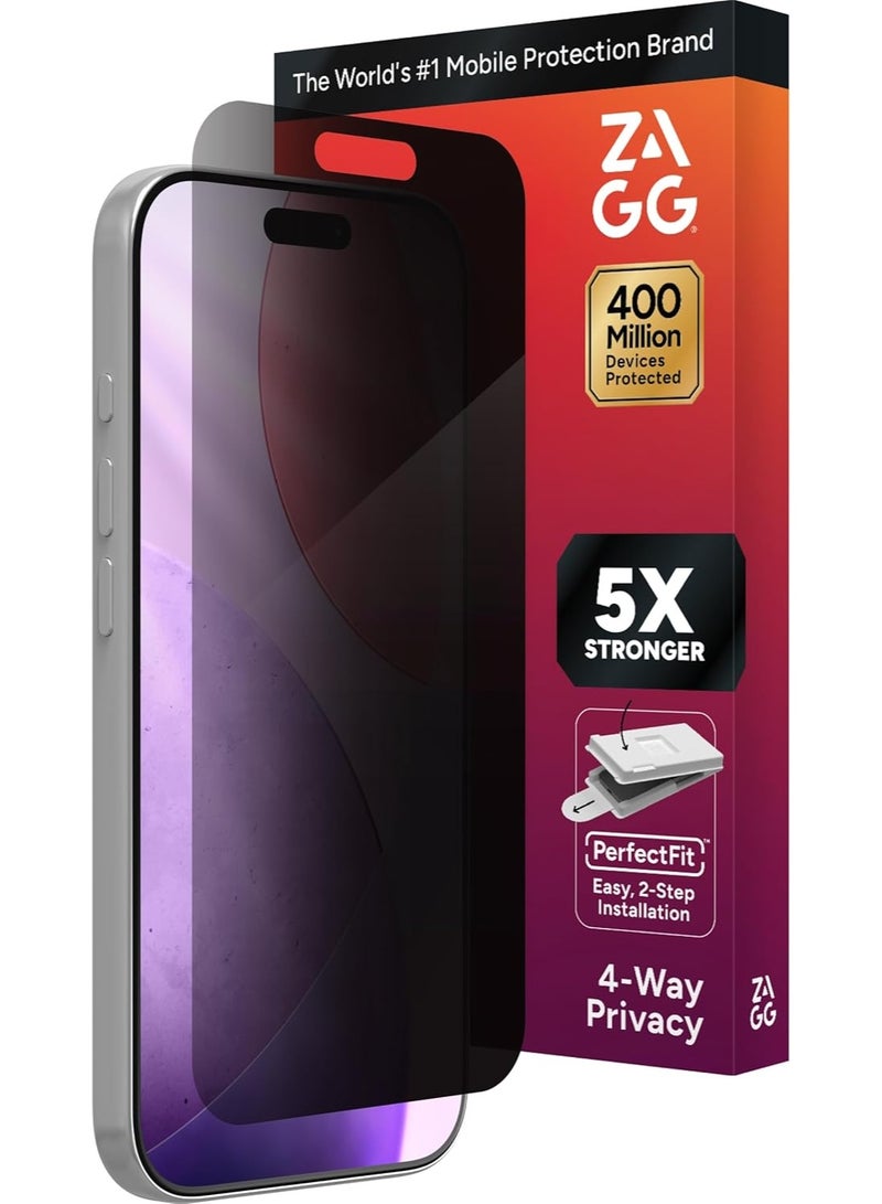 زاج واقي شاشة Privacy XTR لهاتف iPhone 17 Pro - فلتر حماية خصوصية رباعي الاتجاهات لكامل الشاشة، أقوى 5 مرات، زجاج مقسّى مقاوم لبصمات الأصابع، ملمس ناعم، تركيب سهل بخطوتين. - Image 1