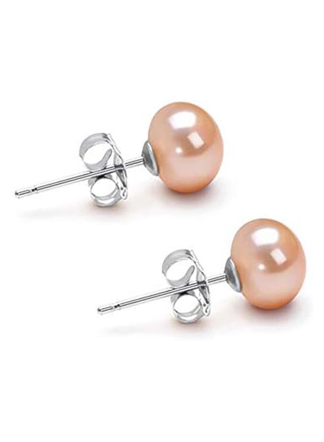 Pink Freshwater Cultured Pearl Stud Earrings  - Image 1