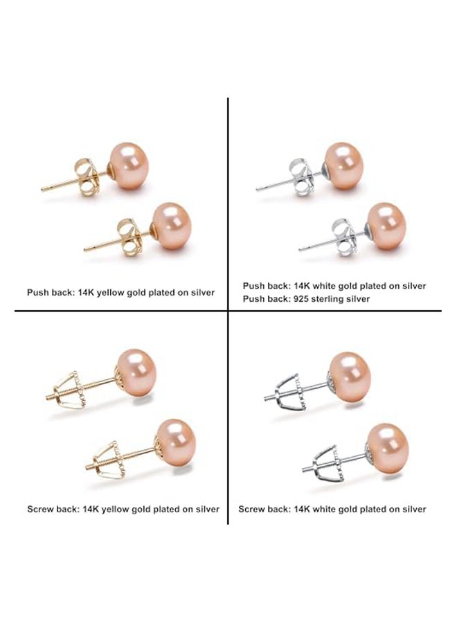 Pink Freshwater Cultured Pearl Stud Earrings  - Image 4