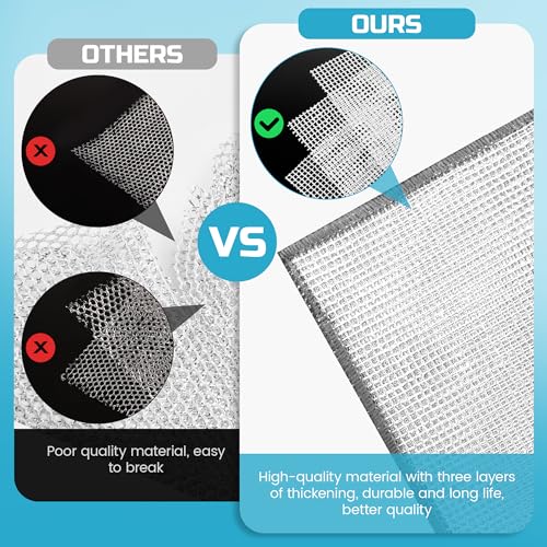 Forggon12 Pcs New Upgrade 3-Layer Metal Dish Cloth, No Scratches and No Odor, Multipurpose Wire Dishwashing Rag for Wet and Dry, Kitchen Cleaning DishRags,Sinks,Dishes,Stove Top, Dimensions(7.08X8.86) - Image 3