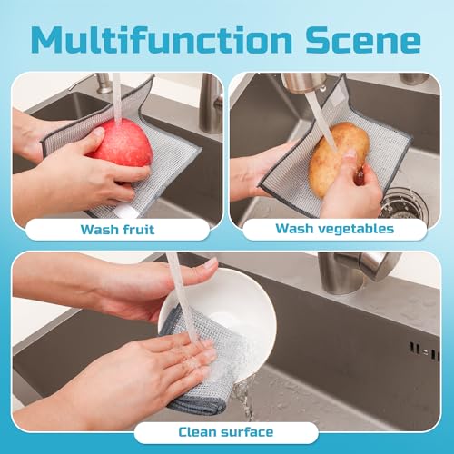 Forggon12 Pcs New Upgrade 3-Layer Metal Dish Cloth, No Scratches and No Odor, Multipurpose Wire Dishwashing Rag for Wet and Dry, Kitchen Cleaning DishRags,Sinks,Dishes,Stove Top, Dimensions(7.08X8.86) - Image 5