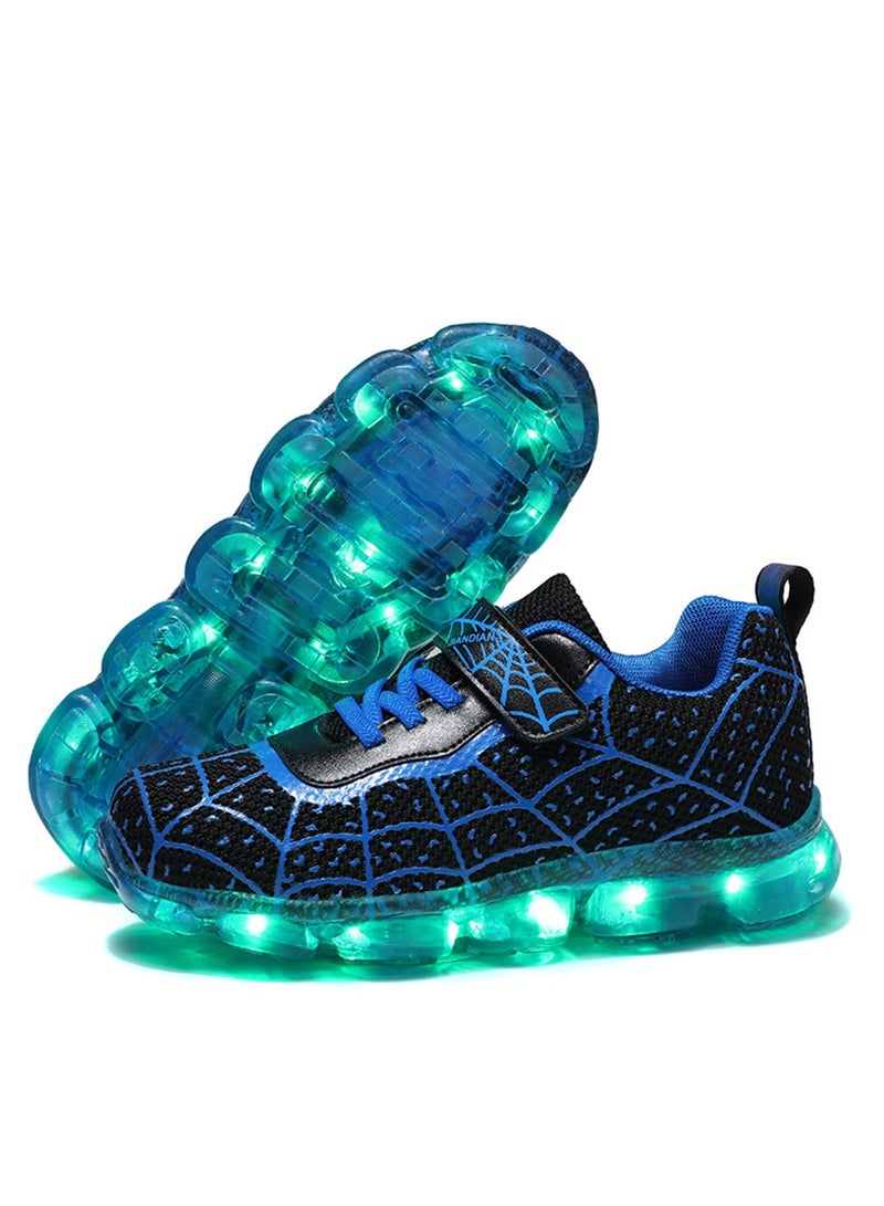 FASHION Walking Shoes LED Lights Shoes Light Up Boys And Girls Children USB Charge Blue - Image 1