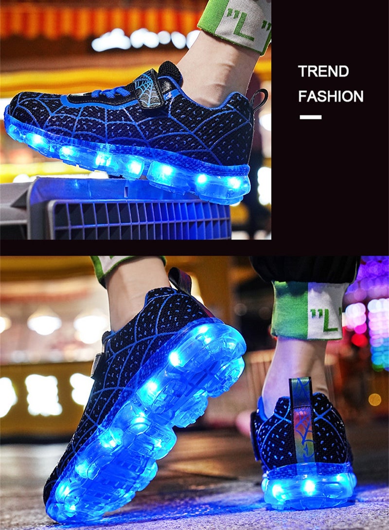 FASHION Walking Shoes LED Lights Shoes Light Up Boys And Girls Children USB Charge Blue - Image 2