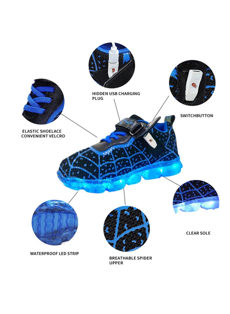 FASHION Walking Shoes LED Lights Shoes Light Up Boys And Girls Children USB Charge Blue - Image 3