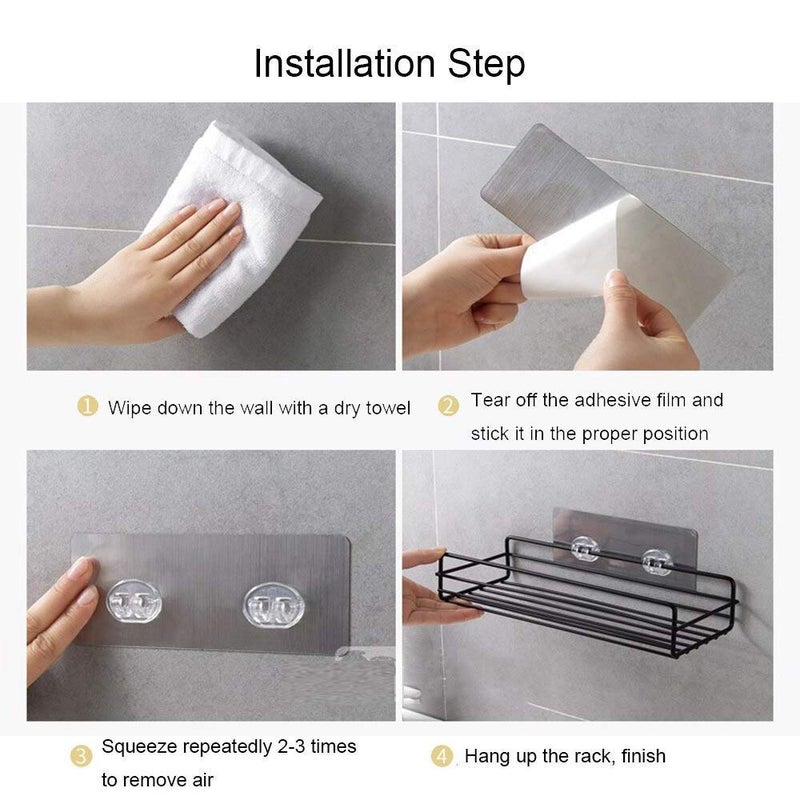 Raxon Innovation Steel Hanging Kitchen Shelf Organizer Caddy Self-Adhesive Plain Shelves,Metal,Black(Size:- 10cmX28cmX15) (Pack of 1) - Image 2