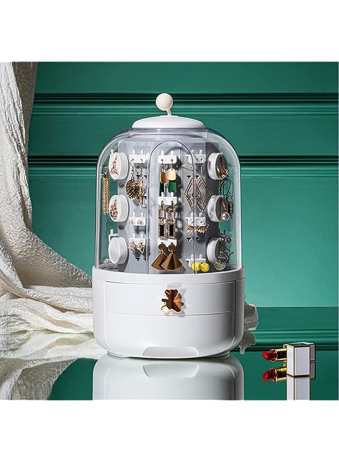 PROMASS Jewelry Organizer, Rotating Large Capacity Jewelry Storage Box，Necklace Bracelet Ring Storage Box(White) - Image 1