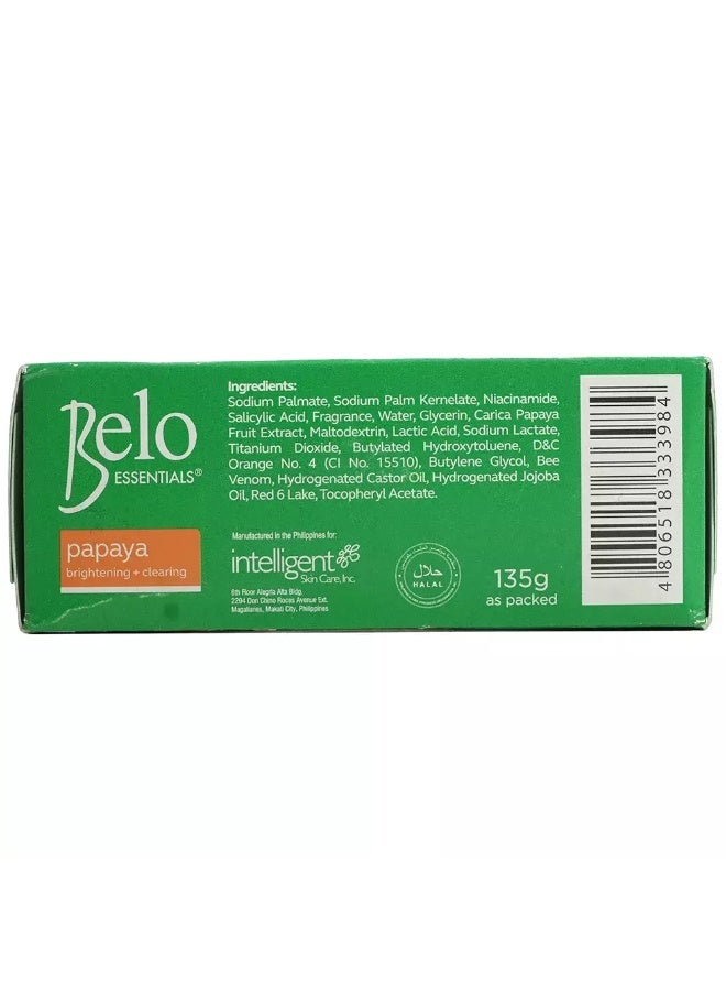 Belo Essentials Papaya Brightening and Clearing Soap Bar- 135gms - Image 2