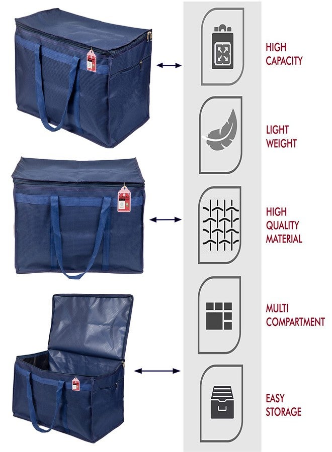 Luces Nylon Blue Pack of 2 Travelling Bag Duffle Bags Wardrobe Luggage Organizer Under Bed Storage Bag Large - Image 5