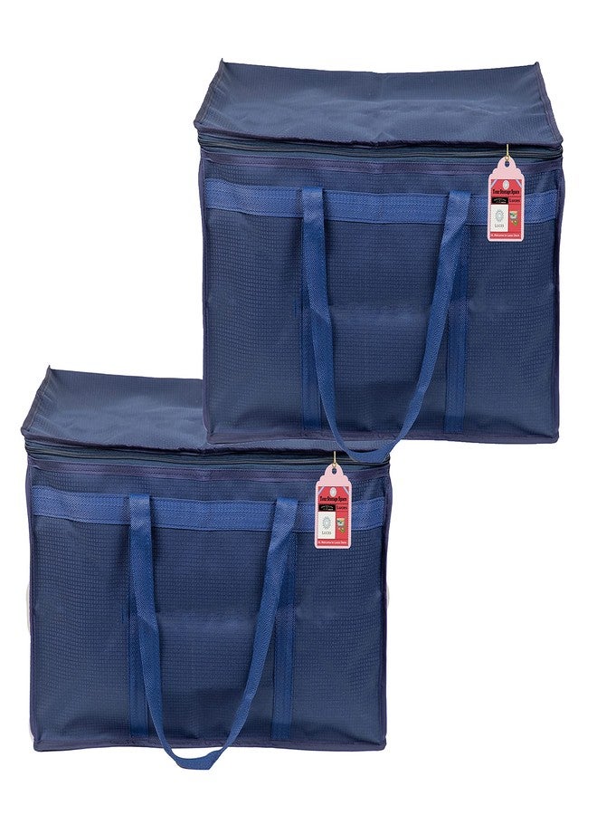 Luces Nylon Blue Pack of 2 Travelling Bag Duffle Bags Wardrobe Luggage Organizer Under Bed Storage Bag Large - Image 1