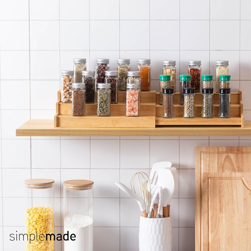Simplemade 3-Tier Spice Rack Organizer - Versatile Storage Shelf for Kitchen, Bathroom, Bedroom & Office, Set of 1, Expandable Bamboo - Image 4