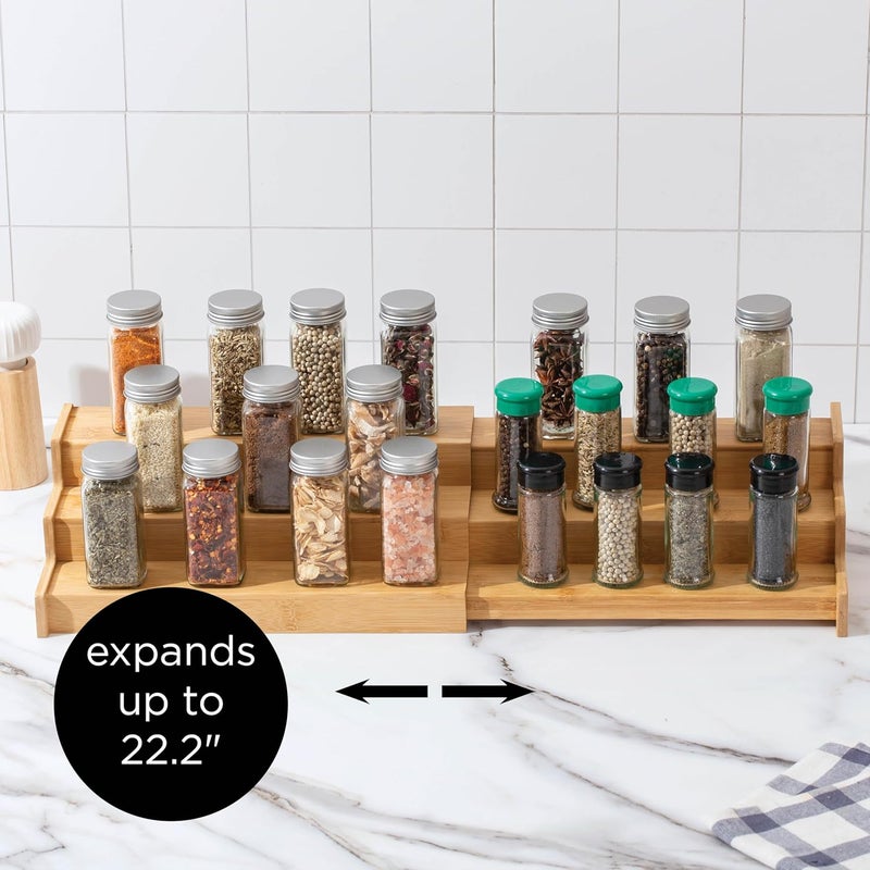Simplemade 3-Tier Spice Rack Organizer - Versatile Storage Shelf for Kitchen, Bathroom, Bedroom & Office, Set of 1, Expandable Bamboo - Image 2
