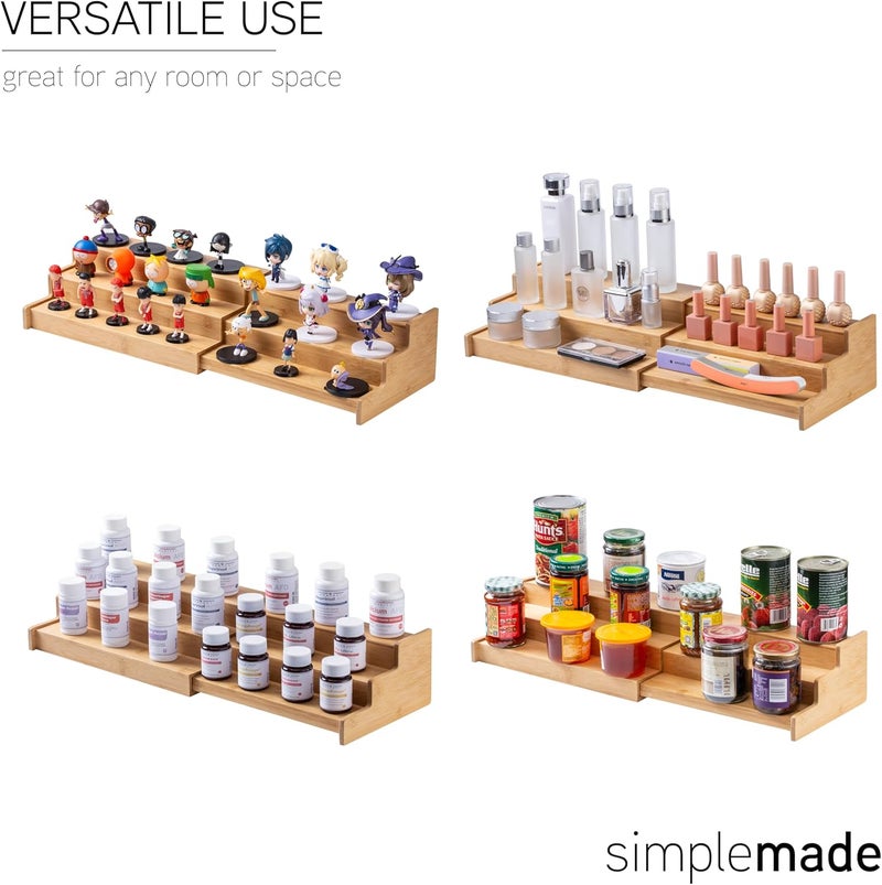 Simplemade 3-Tier Spice Rack Organizer - Versatile Storage Shelf for Kitchen, Bathroom, Bedroom & Office, Set of 1, Expandable Bamboo - Image 5
